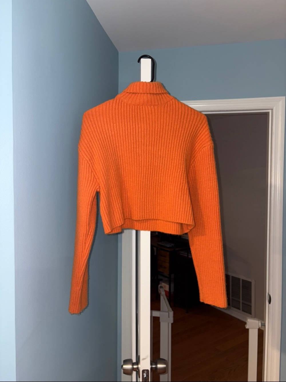 H&M Ribbed Cropped Turtleneck Sweater - Orange